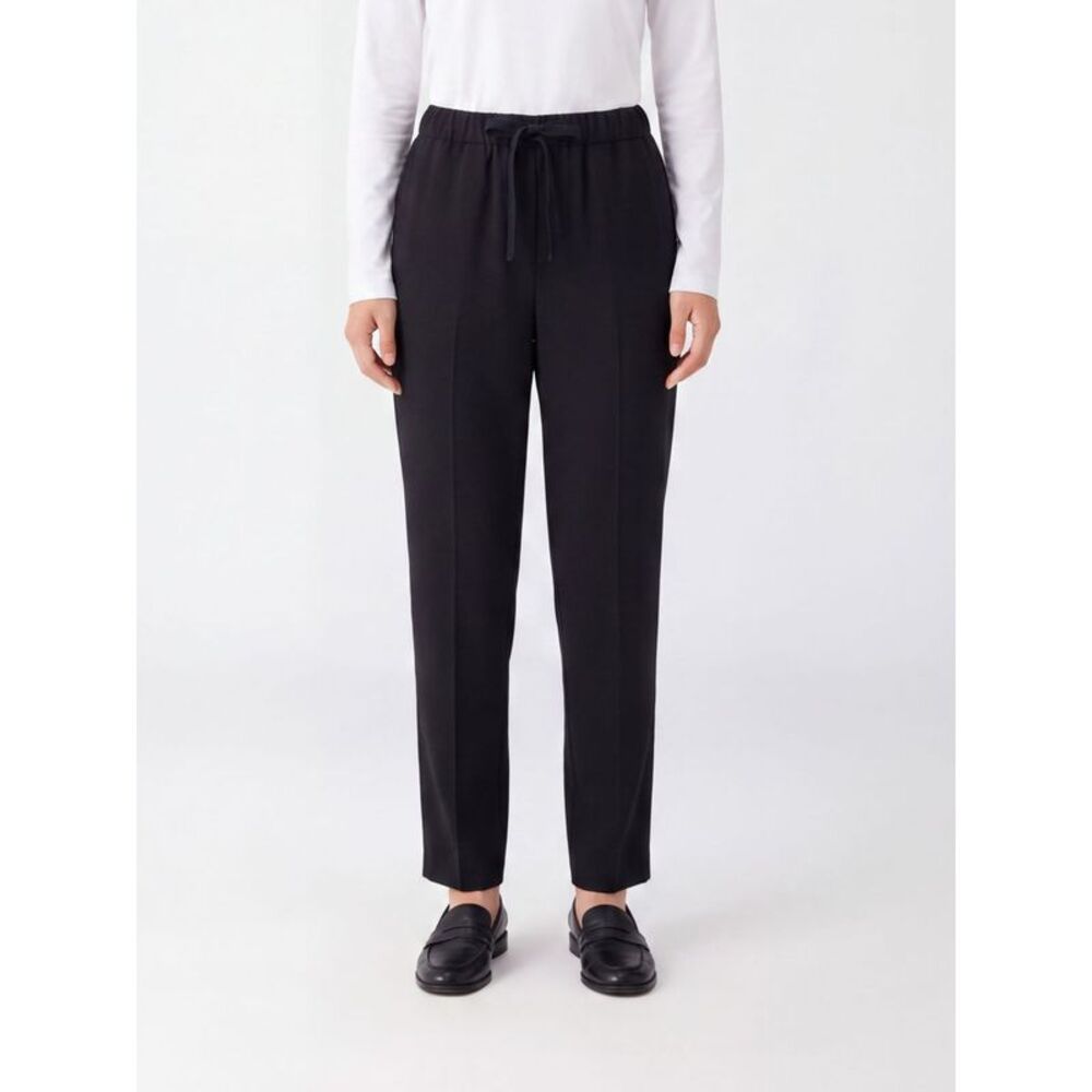 Semicouture Women Semicouture Slim Fit Wool Blend Trousers With Drawstring Waist